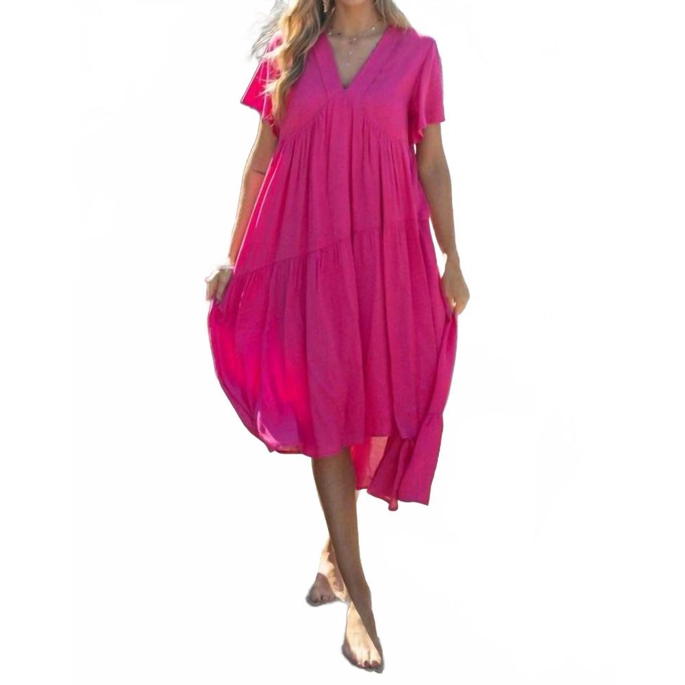 NEW WIT & WISDOM dani tiered midi dress in pink